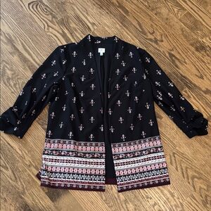 ✅ Black with design blazer size large dress barn